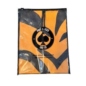 Pins & Aces Golf Towel Unisex OS Orange Good Tiger Stripe Center Slit Microfiber